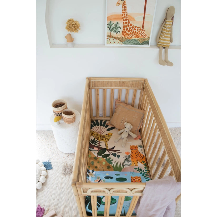 Rookie Humans Cotton Sateen Crib Sheet - In the Jungle