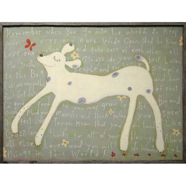 絵画 Sugarboo Designs Barn Wood Art Sugarboo Girl Dog Art Print Framed In Vintage Wood