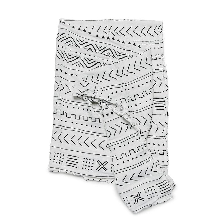 Loulou Lollipop - Muslin Swaddle Blanket - White Mudcloth