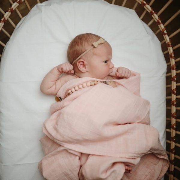 Muslin Swaddle Blanket Organic Cotton - Rose Vanilla