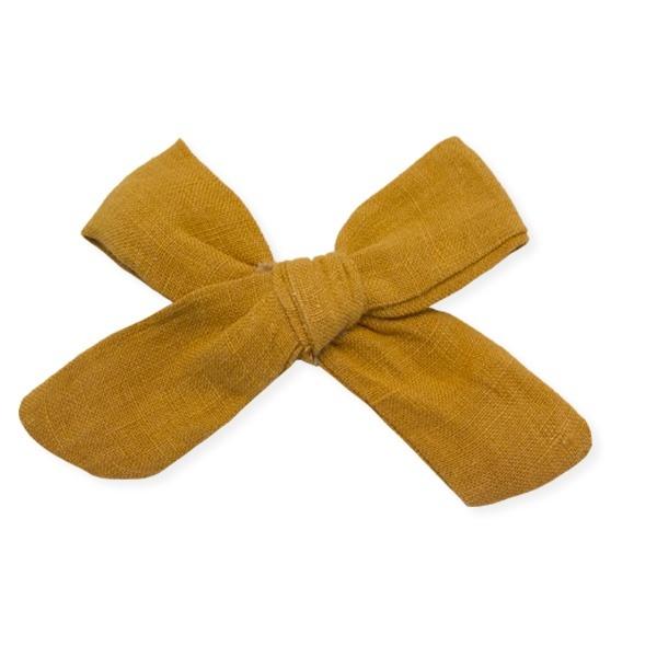 oh baby! School Girl Bow Linen Clip Large - Mustard