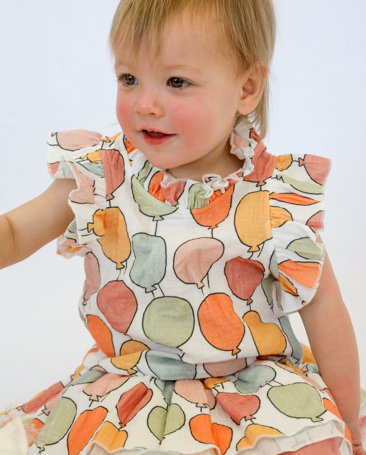oh baby! Gauze Lola Top and Tutu Skirt Set - Balloon Print - Oyster