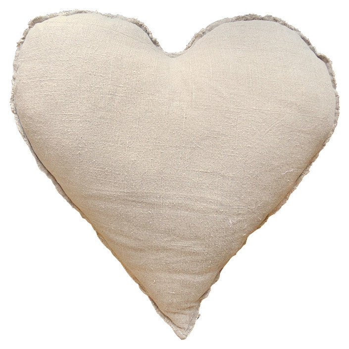 Sugarboo Designs Heart Shaped Linen Pillow with Frayed Edges - oh baby!