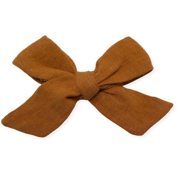 oh baby! School Girl Bow Linen Clip Large - Rust